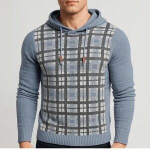 Men's hoodie with multicolored striped design for autumn and spring
